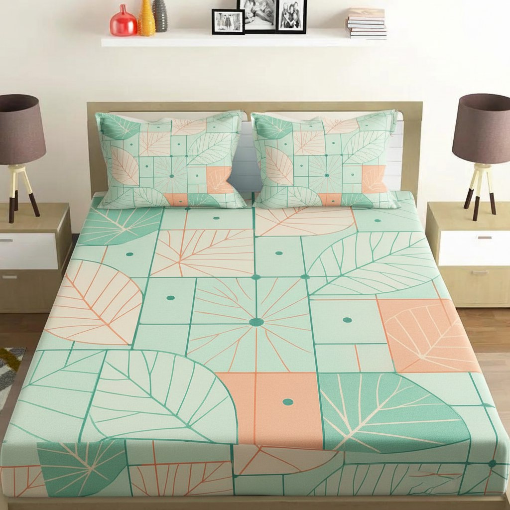Venation Cipher Grid designer printed bedsheets with matching pillow covers