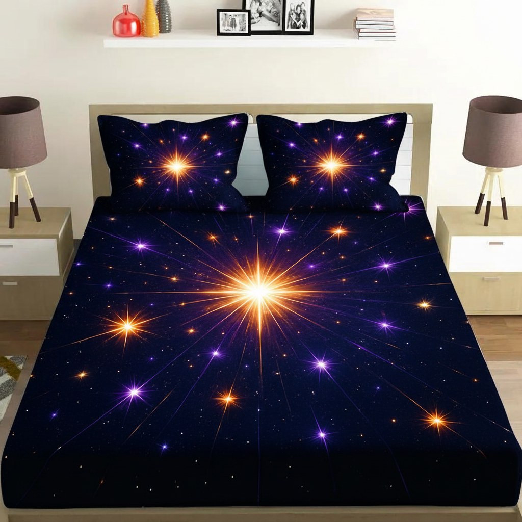 Starburst Cluster Fantasy custom bedsheet sets with 2 pillow covers