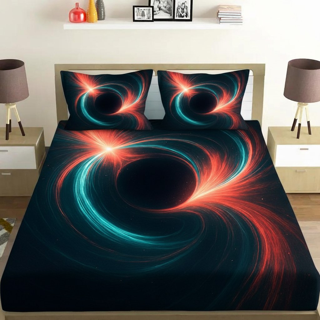 Gravitational Lens Phenomenon comfortable double bedsheet with 2 pillow covers