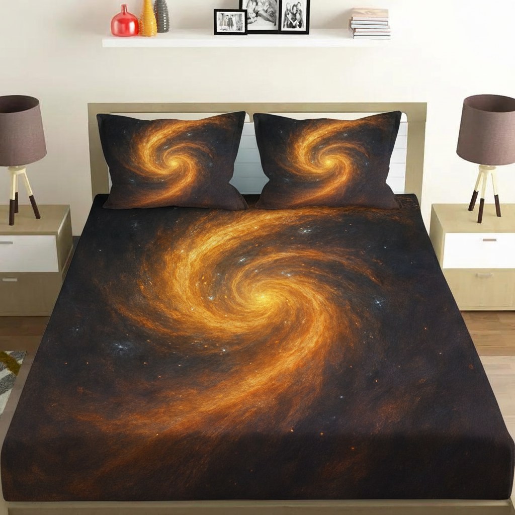 Luminous Dust Spiral custom bedsheet sets with 2 pillow covers