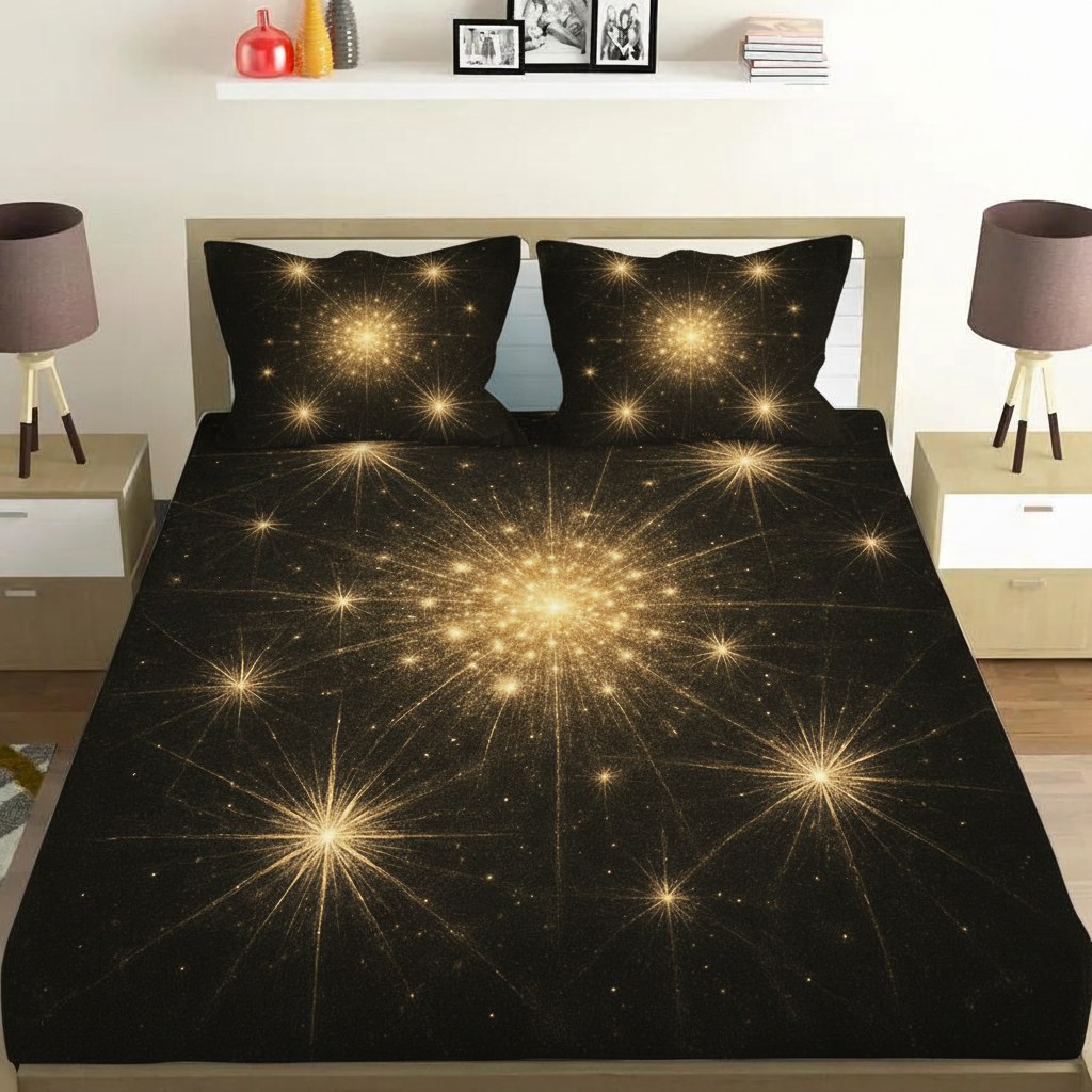 Starburst Radiance Mosaic designer printed bedsheets with matching pillow covers
