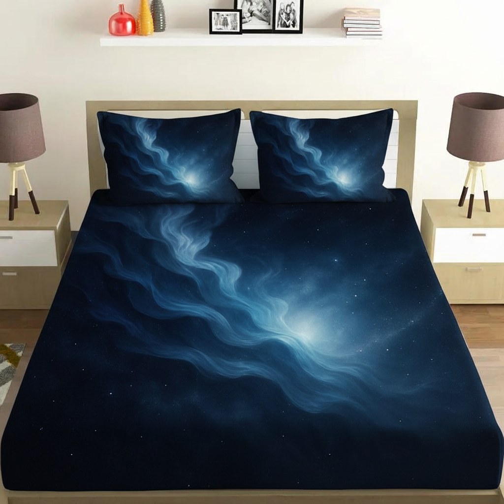 Nebula Veil Tapestry comfortable double bedsheet with 2 pillow covers
