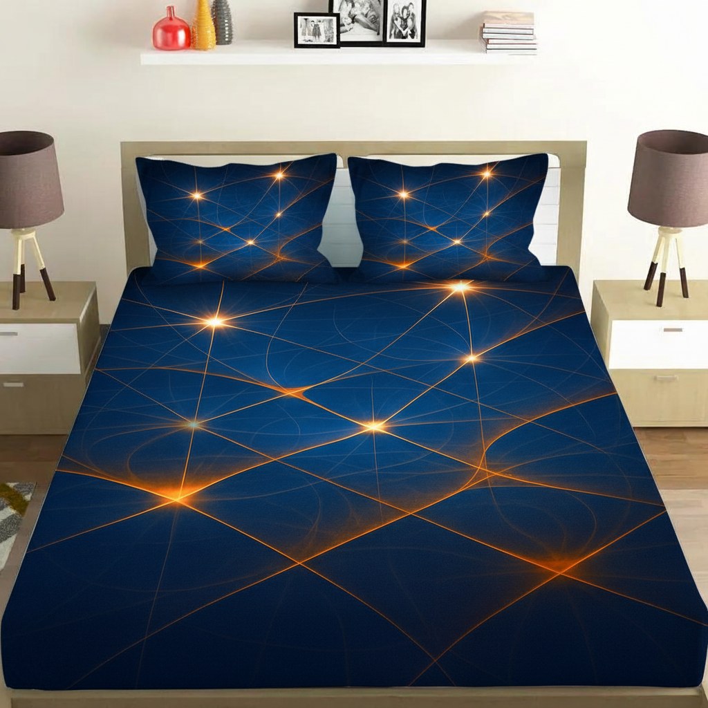 Echo Grid Of Stellar Refraction designer printed bedsheets with matching pillow covers