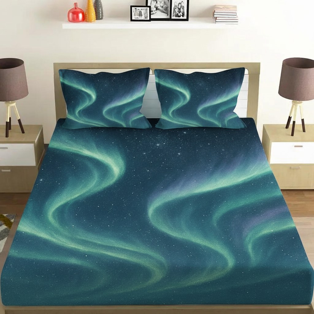 Aurora Veil Over Starfield personalized bedding sets