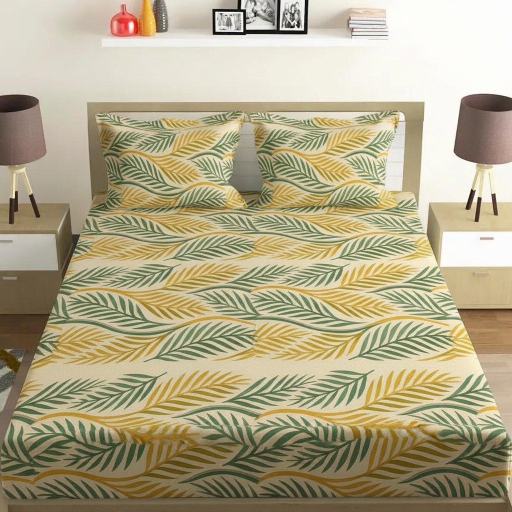 Frond Wave Sequence designer printed bedsheets with matching pillow covers