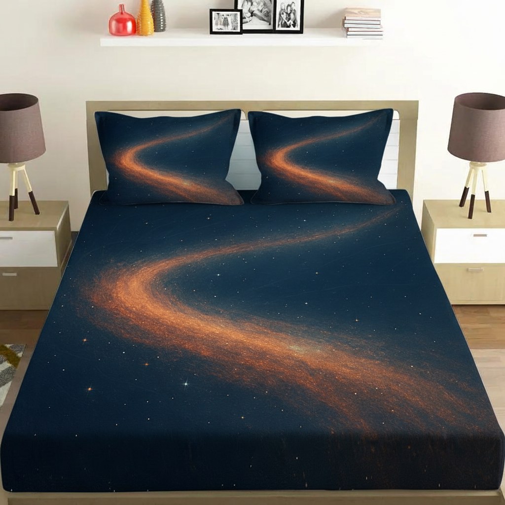 Cosmic Dust Ribbon Arc custom bedsheet sets with 2 pillow covers