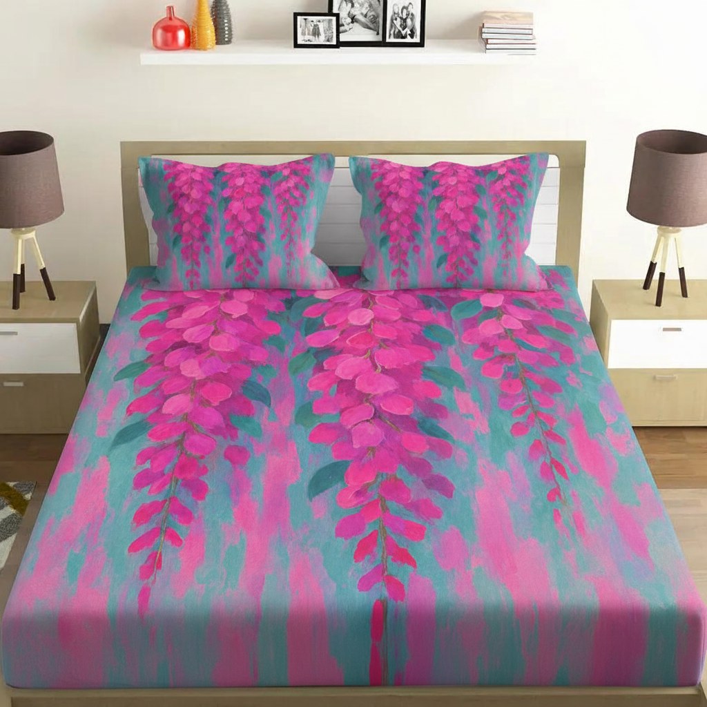 Cascade Of Fuchsia Blossom premium quality bedsheet sets