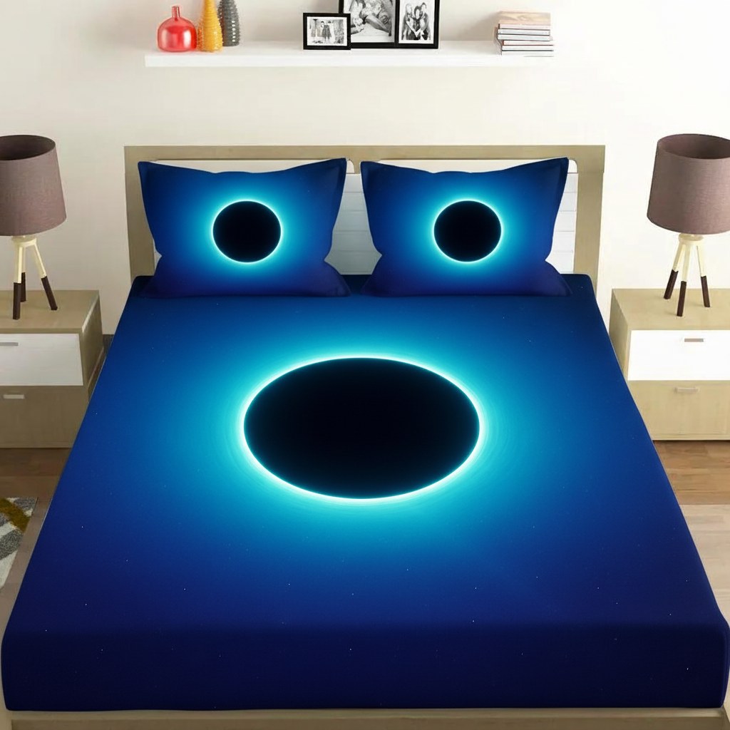 Black Horizon Silhouette custom bedsheet sets with 2 pillow covers