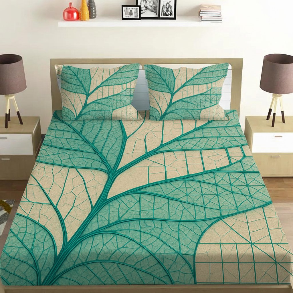 Vein Network Mosaic comfortable double bedsheet with 2 pillow covers