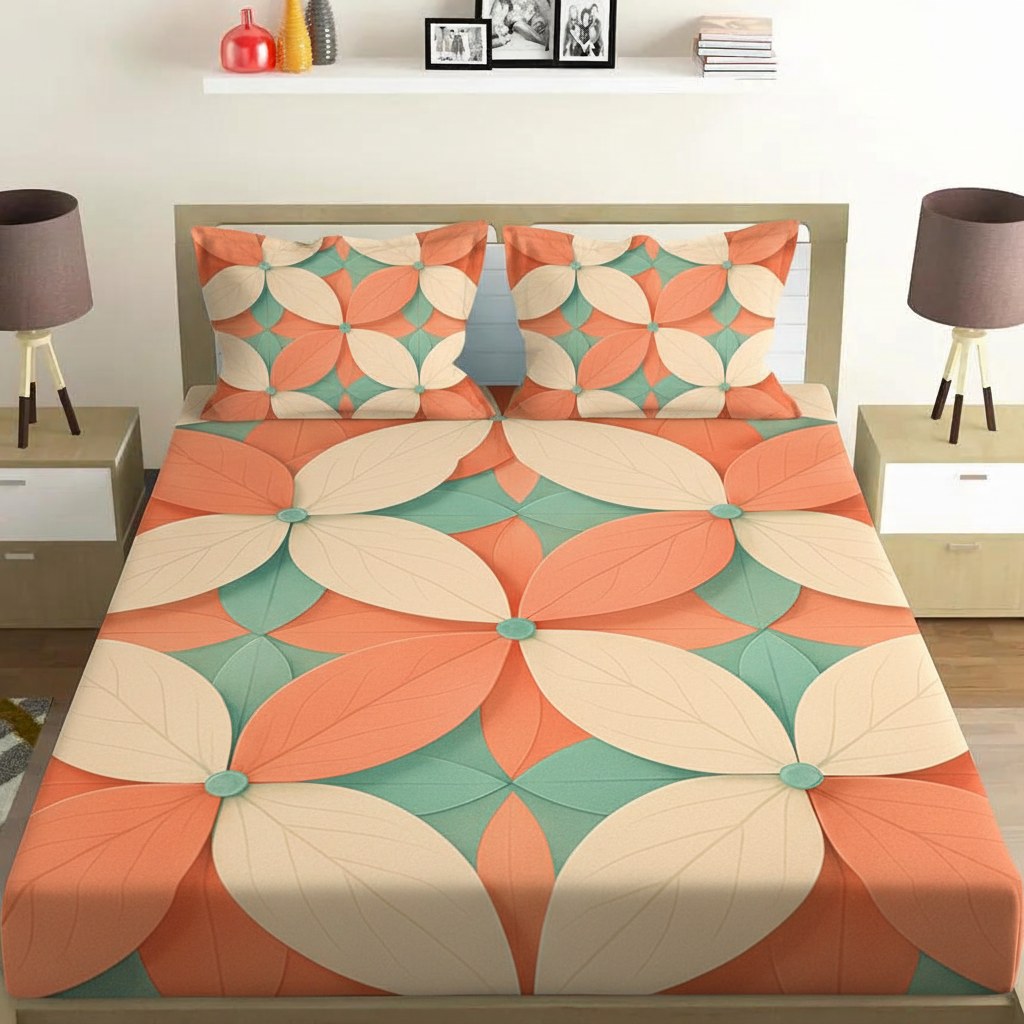 Petal Mosaic Lattice soft cotton bedsheet and pillow cover sets