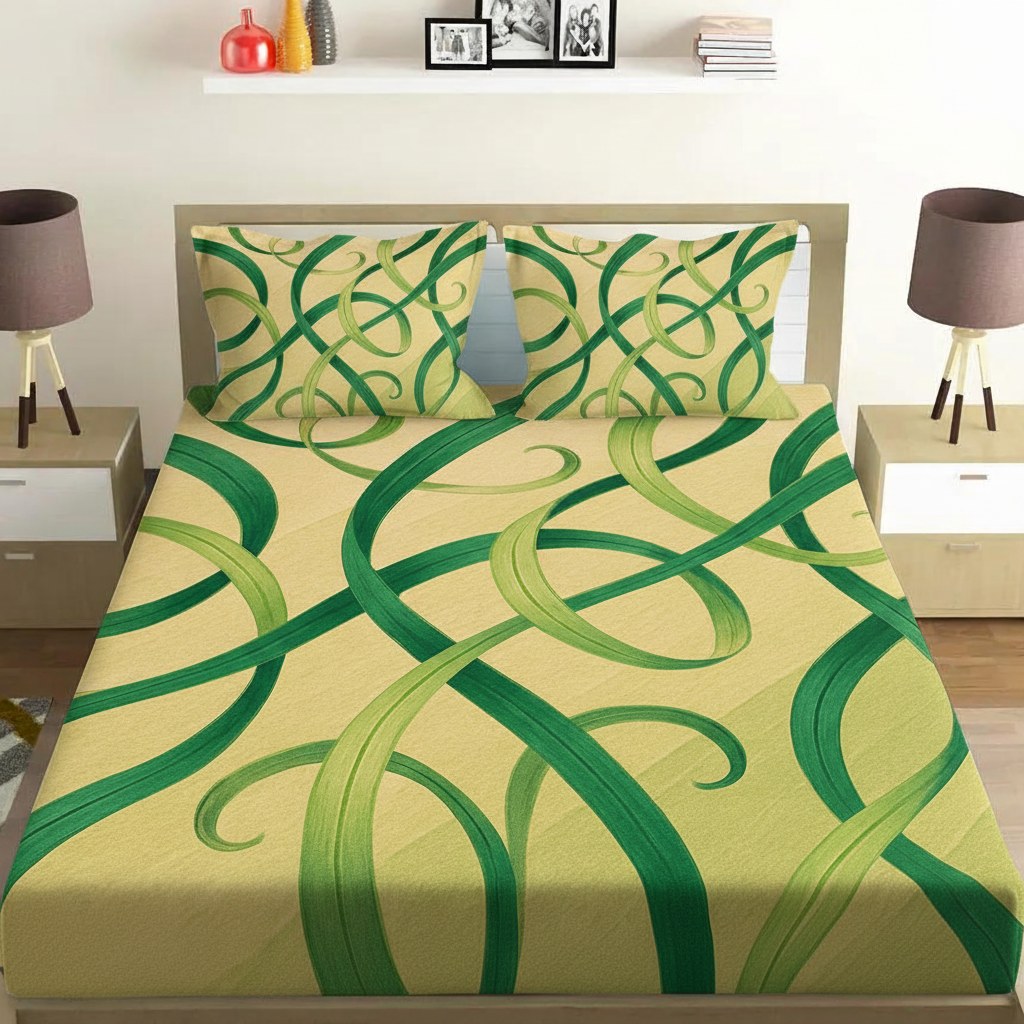 Tendril Ribbon Flow comfortable double bedsheet with 2 pillow covers