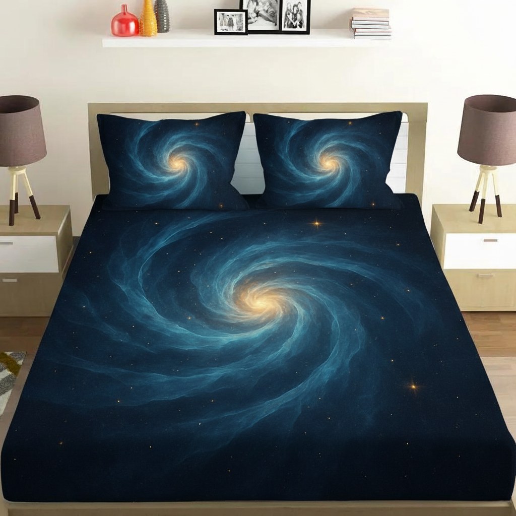 Nebula Spiral Tapestry designer printed bedsheets with matching pillow covers
