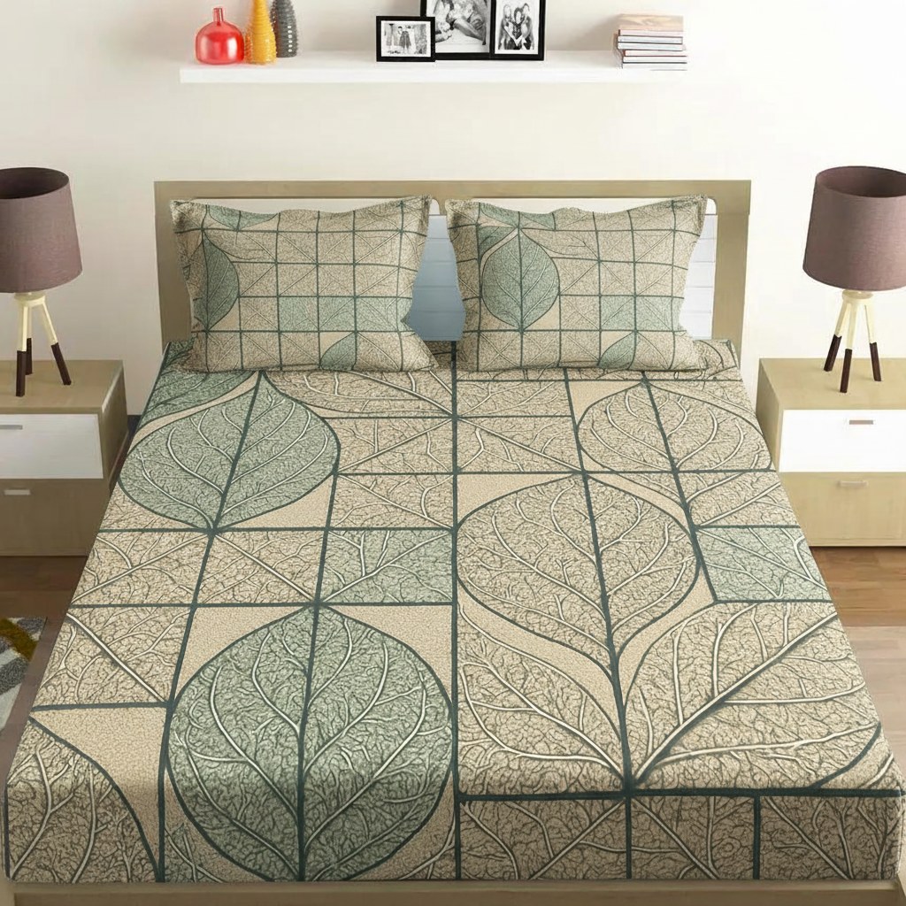 Lace Vein Lattice designer printed bedsheets with matching pillow covers
