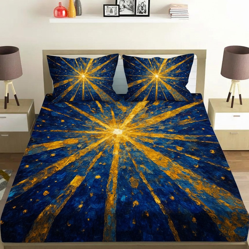 Starburst Radiant Mosaic custom bedsheet sets with 2 pillow covers
