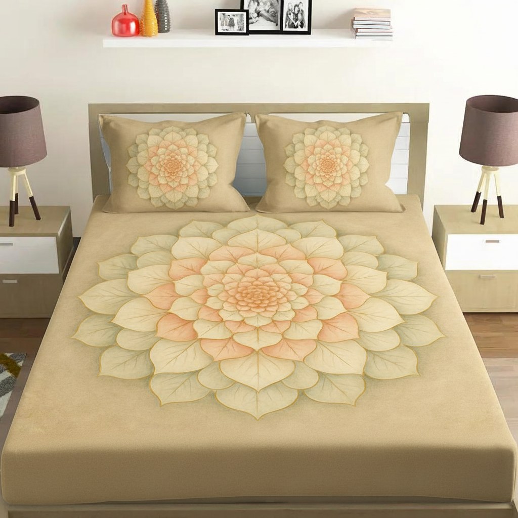 Petal Spiral Mandala custom bedsheet sets with 2 pillow covers