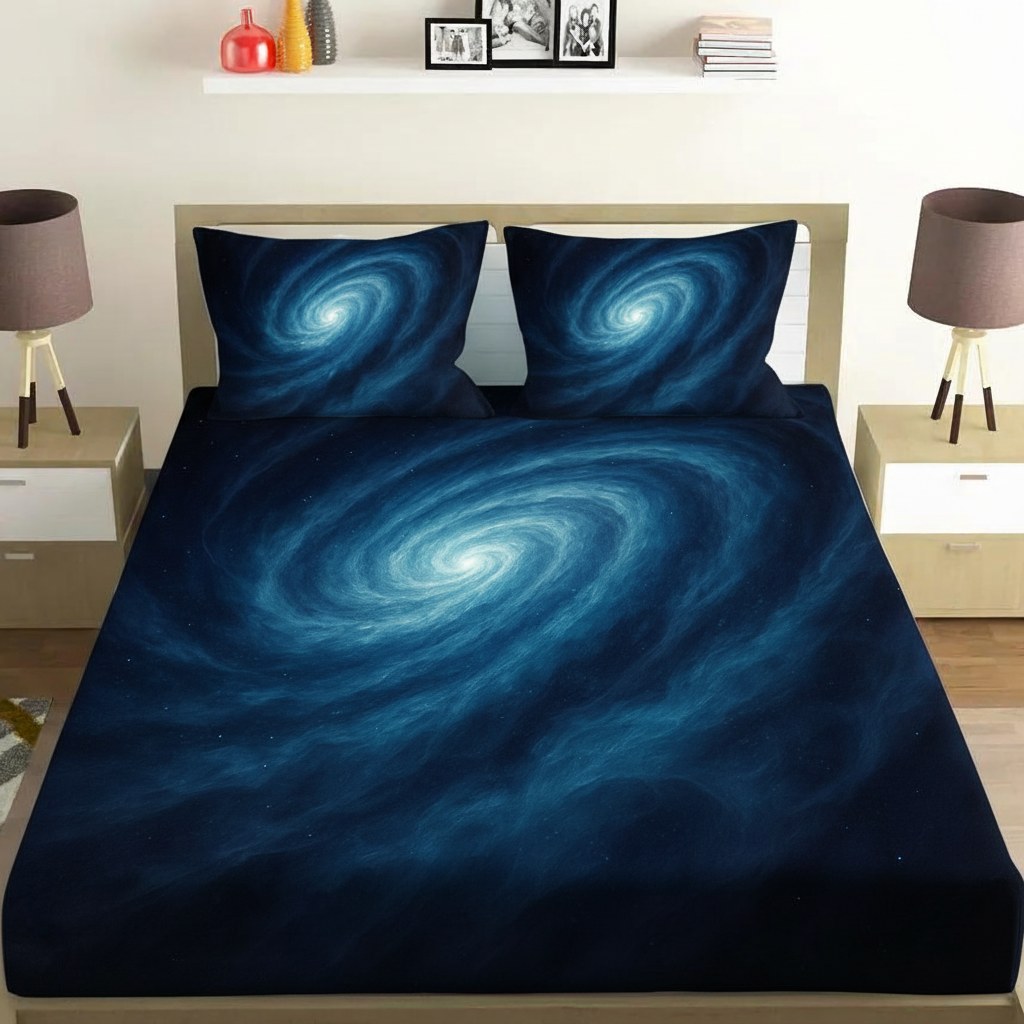 Nebula Spiral Tapestry comfortable double bedsheet with 2 pillow covers