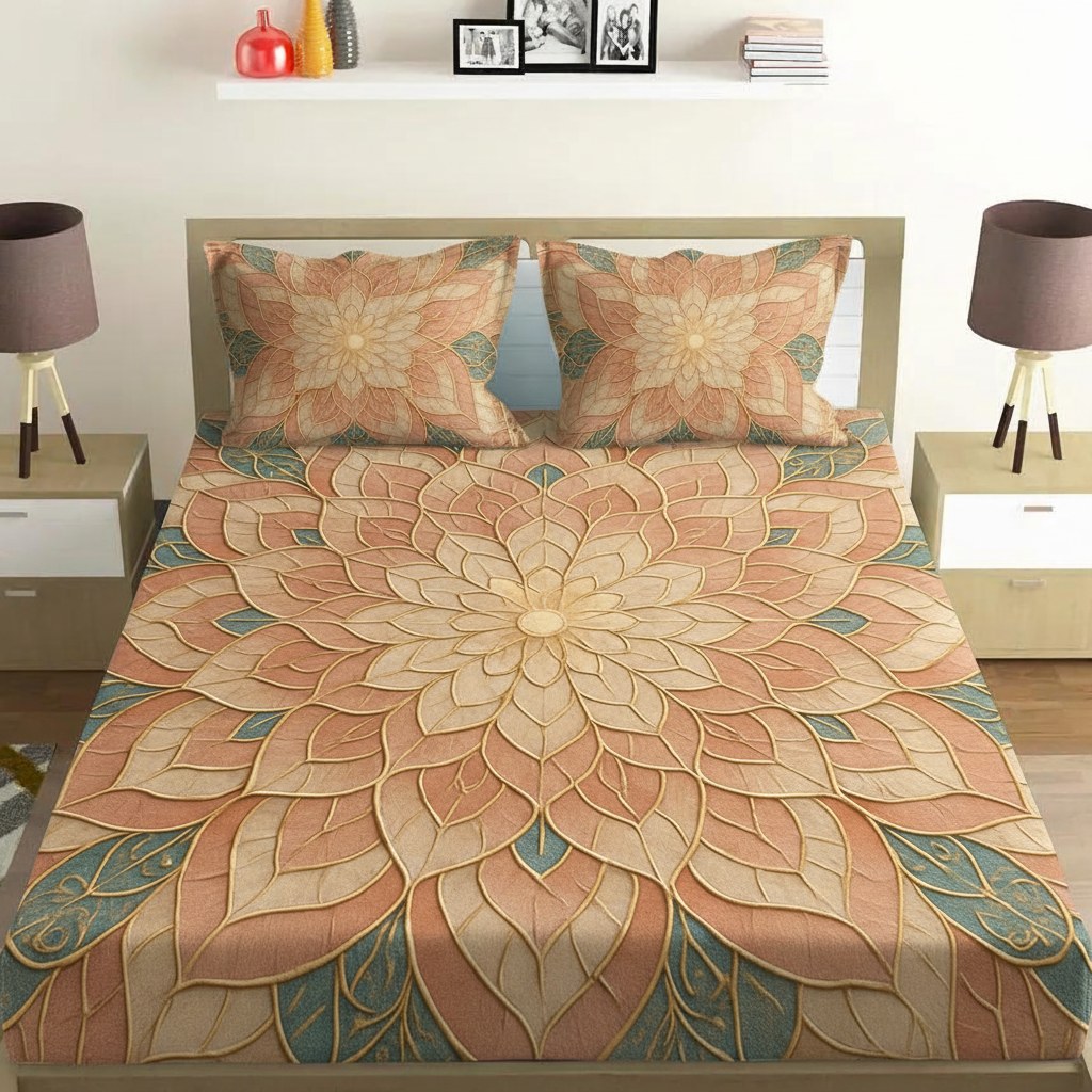 Petal Mosaic Radiance custom bedsheet sets with 2 pillow covers