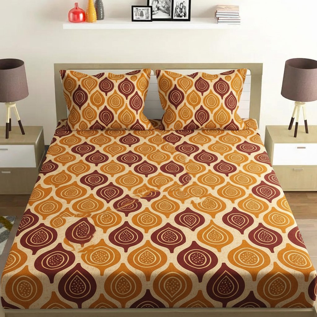 Seed Pod Cluster Tessera soft cotton bedsheet and pillow cover sets