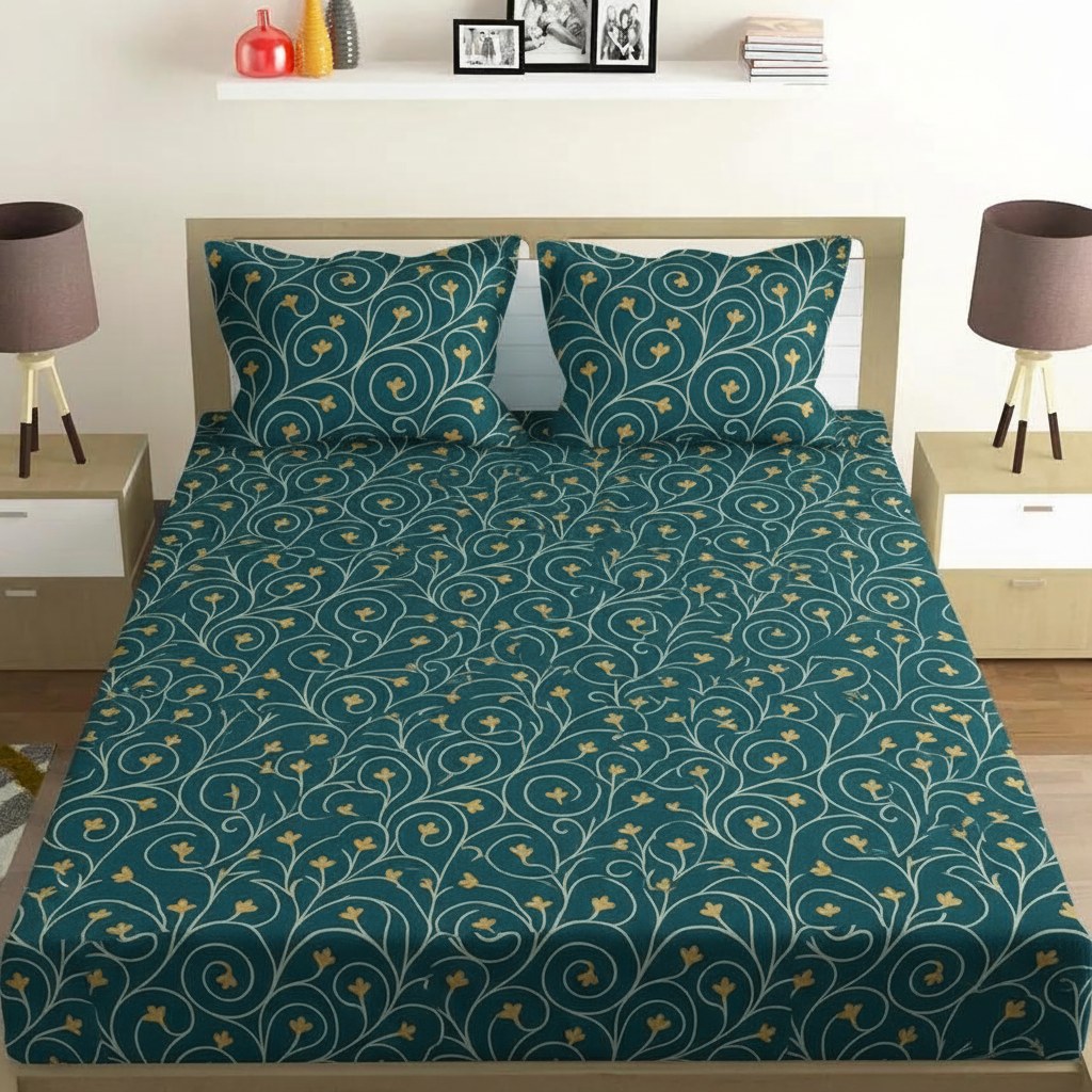Vine Spiral Lattice comfortable double bedsheet with 2 pillow covers