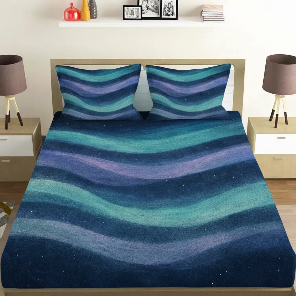 Cosmic Aurora Weave unique gift bedsheet and pillow cover combos