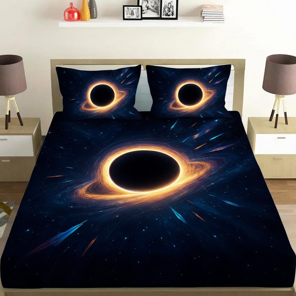 Prismatic Singularity Halo comfortable double bedsheet with 2 pillow covers