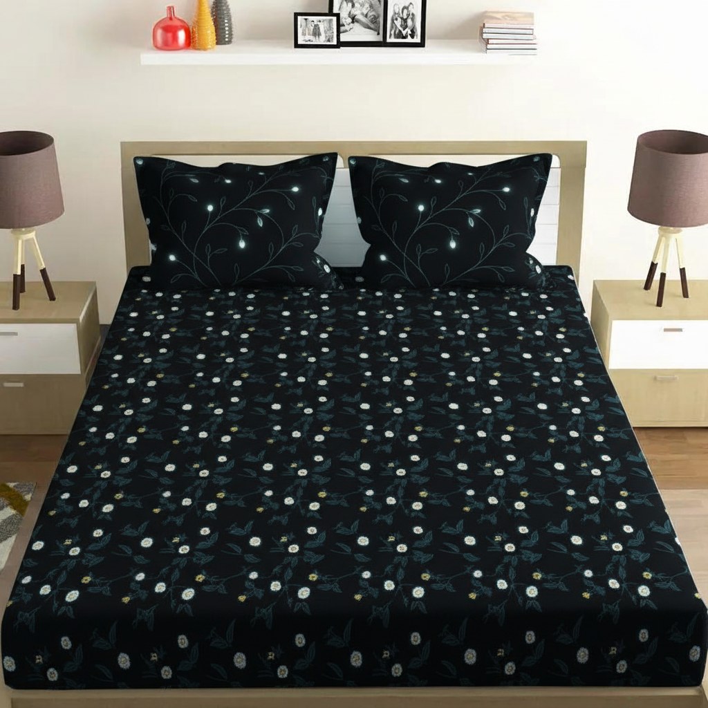 Starlit Vine Constellation custom bedsheet sets with 2 pillow covers