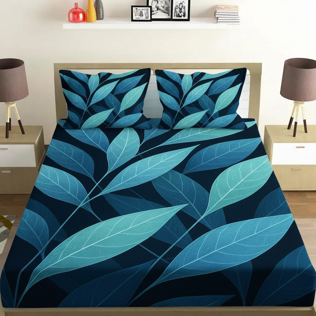 Cosmic Leaf Lattice soft cotton bedsheet and pillow cover sets