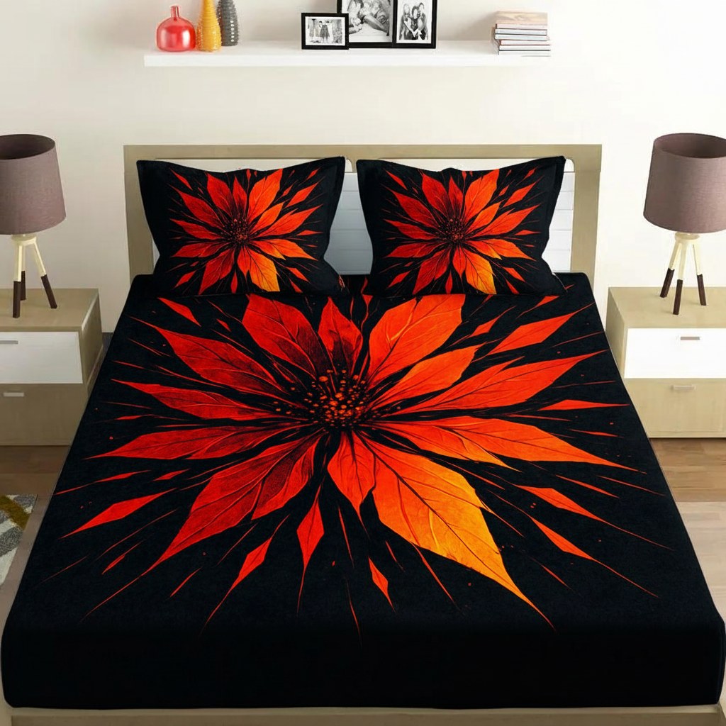 Supernova Blossom Fracture soft cotton bedsheet and pillow cover sets