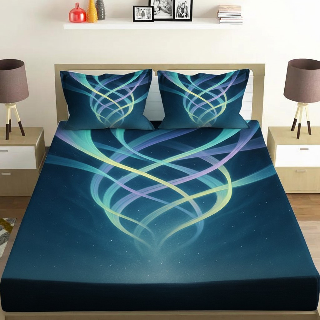 Aurora Lattice Convergence soft cotton bedsheet and pillow cover sets