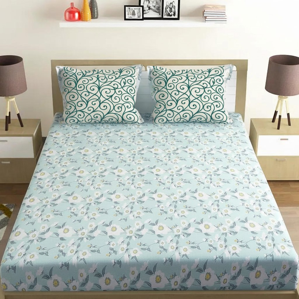 Tendrilled Vine Mesh soft cotton bedsheet and pillow cover sets