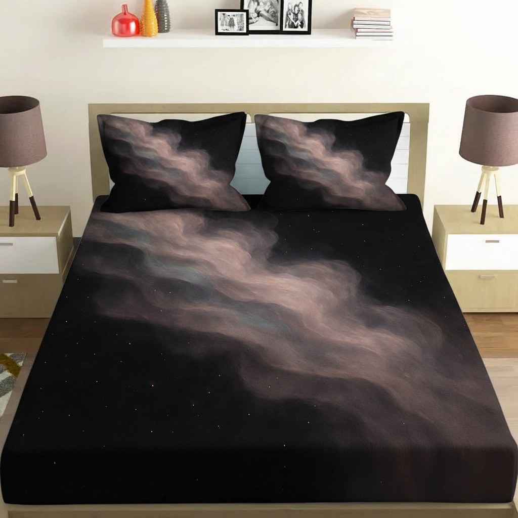 Void Silk Nebula Drift premium quality bedsheet sets