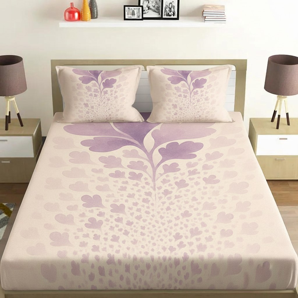 Fractaled Petal Cascade comfortable double bedsheet with 2 pillow covers