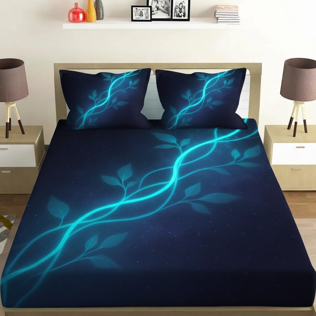 Nebula Vine Filament soft cotton bedsheet and pillow cover sets