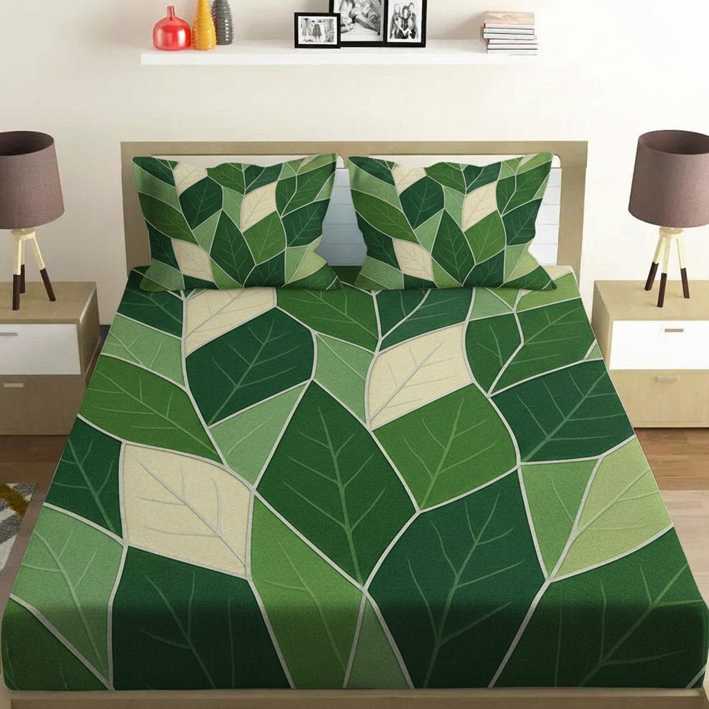 Leaf Prism Tesselation comfortable double bedsheet with 2 pillow covers