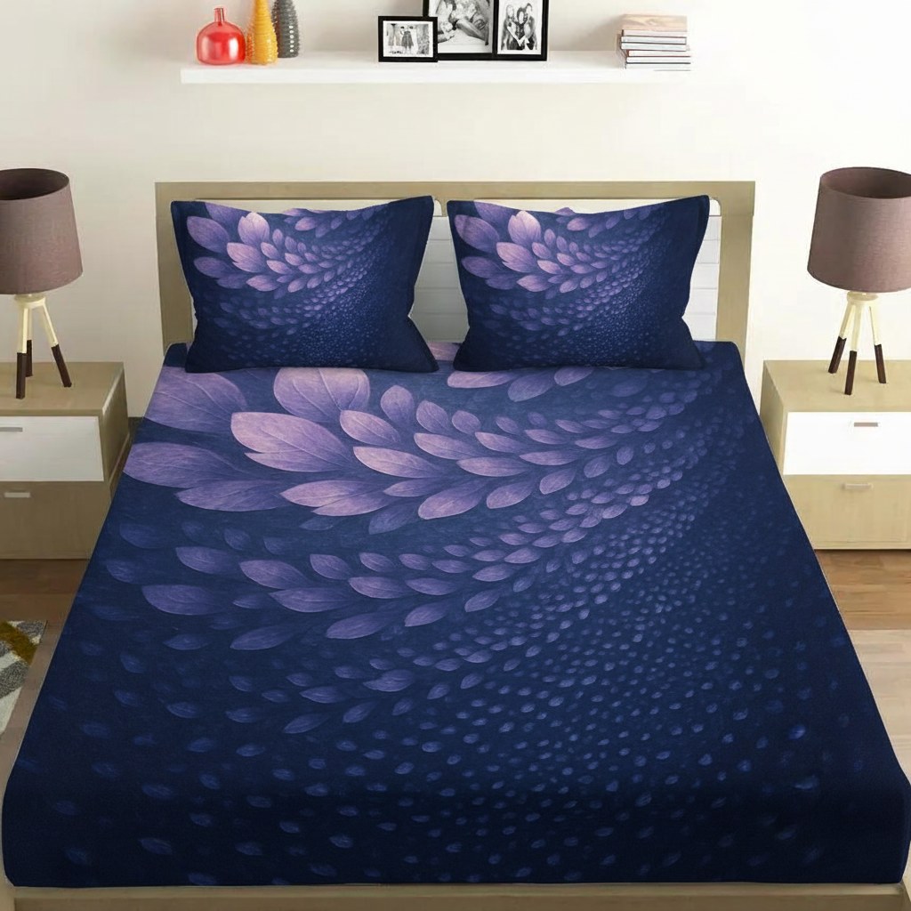 Fractal Petal Cascade custom bedsheet sets with 2 pillow covers