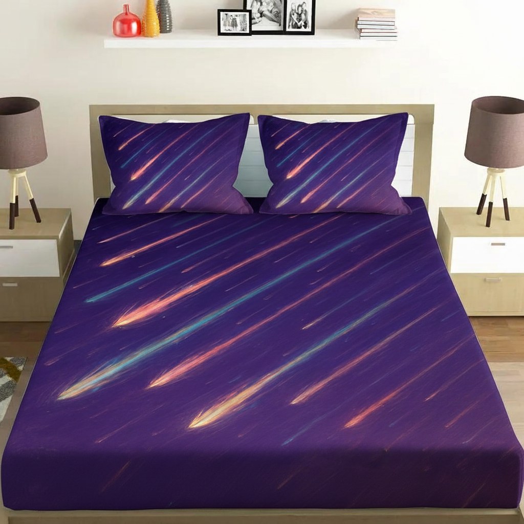 Prismatic Meteor Veil comfortable double bedsheet with 2 pillow covers