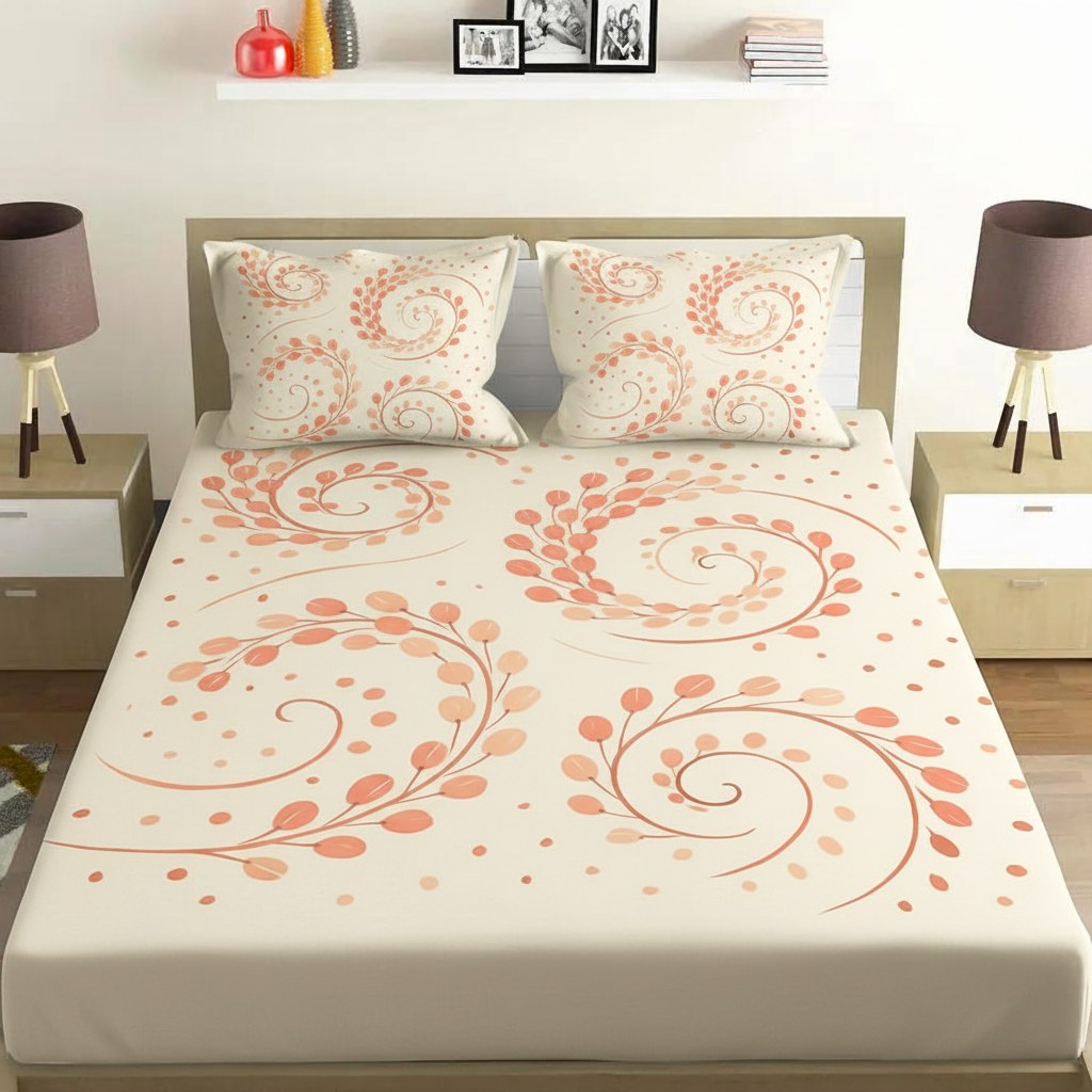 Bud Spiral Cascade custom bedsheet sets with 2 pillow covers