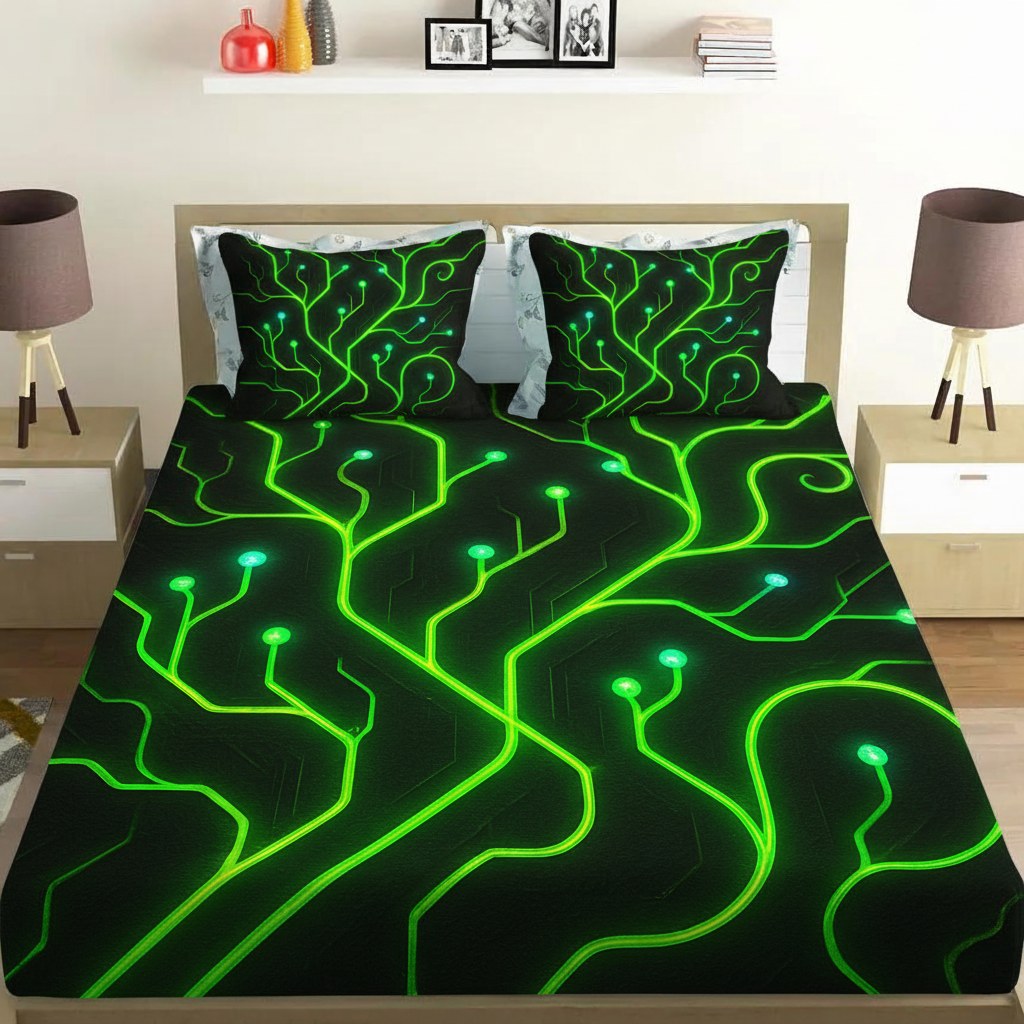 Cosmic Vine Circuitry unique gift bedsheet and pillow cover combos