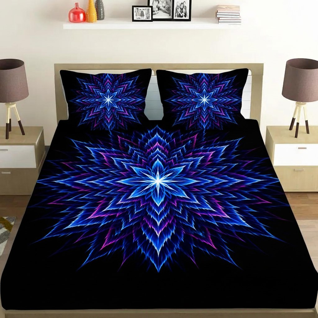 Cosmic Blossom Fractals personalized bedding sets