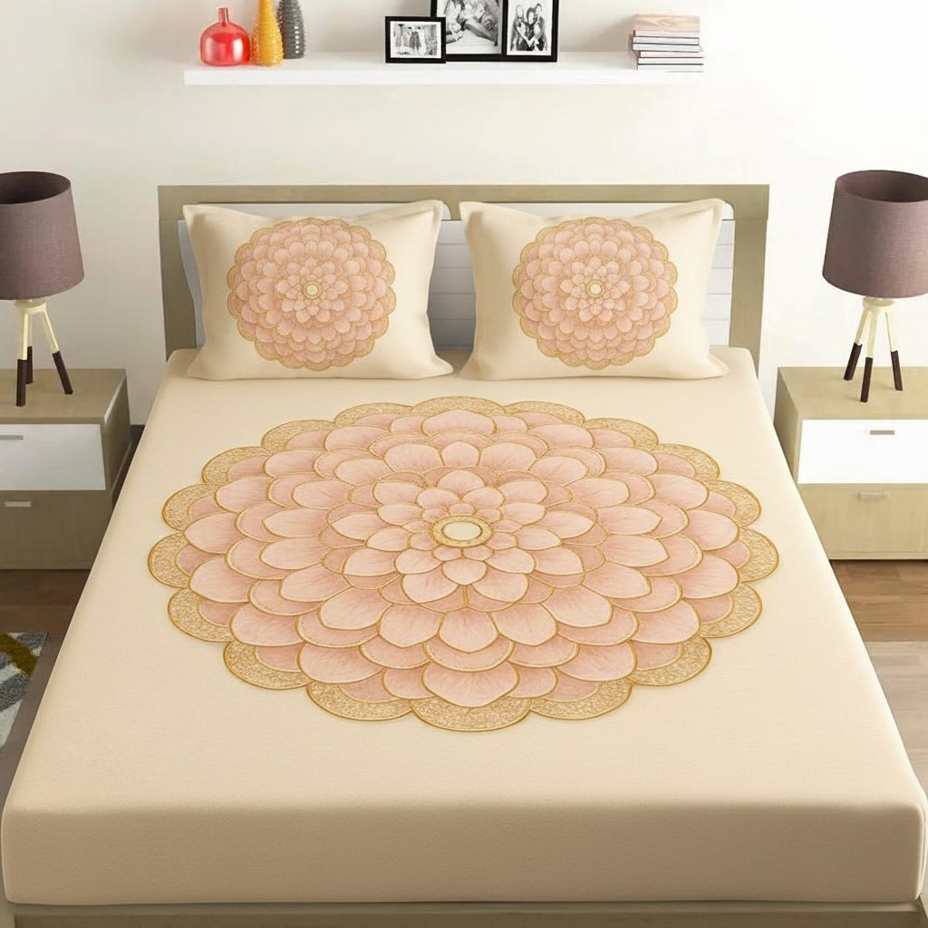 Petal Halo Lattice comfortable double bedsheet with 2 pillow covers