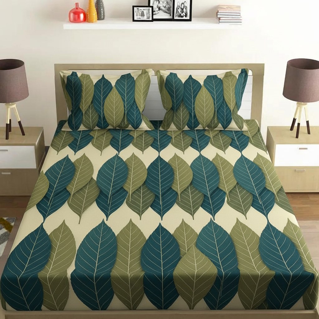 Leaf Spine Horizon comfortable double bedsheet with 2 pillow covers