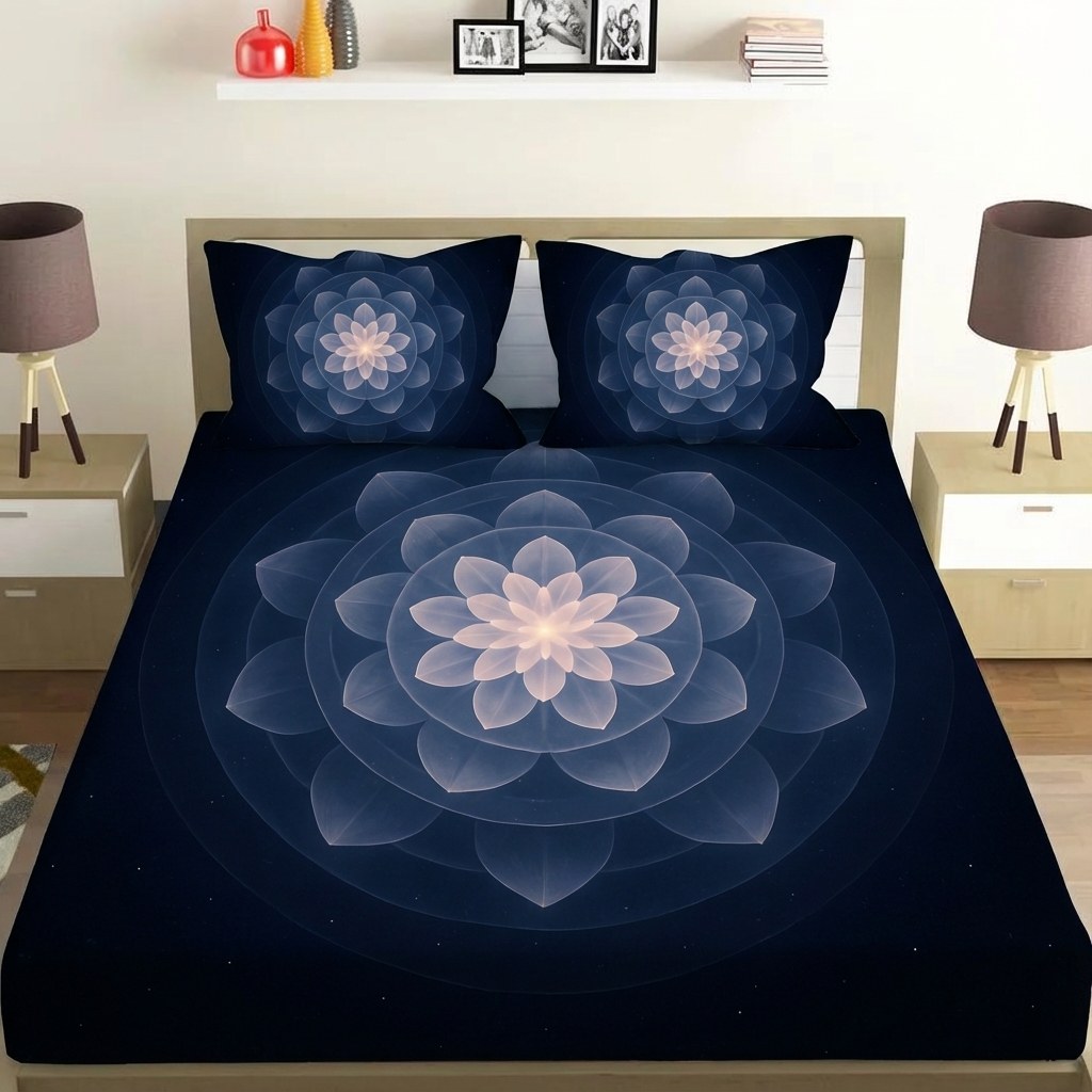 Petal Halo Orbital Rings custom bedsheet sets with 2 pillow covers