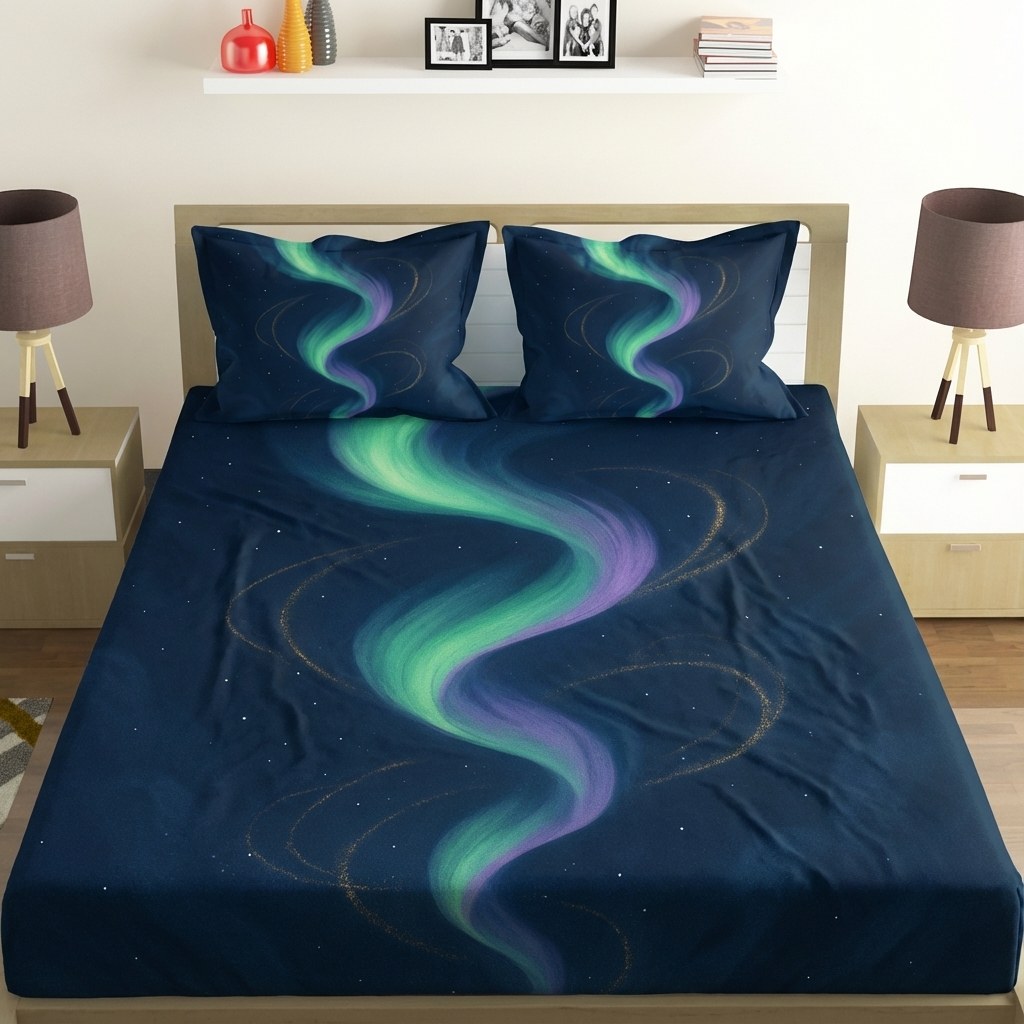Aurora Dust Helix soft cotton bedsheet and pillow cover sets