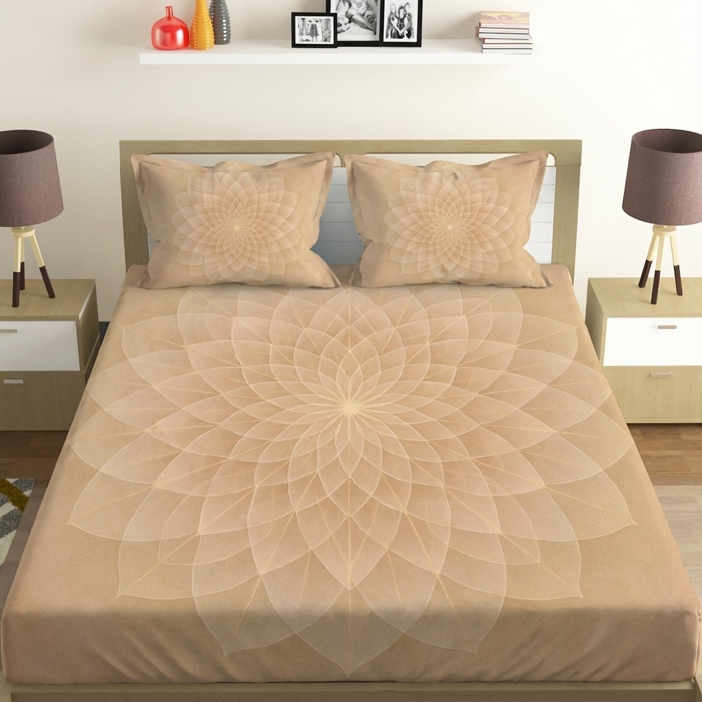 Petal Orbit Lattice soft cotton bedsheet and pillow cover sets