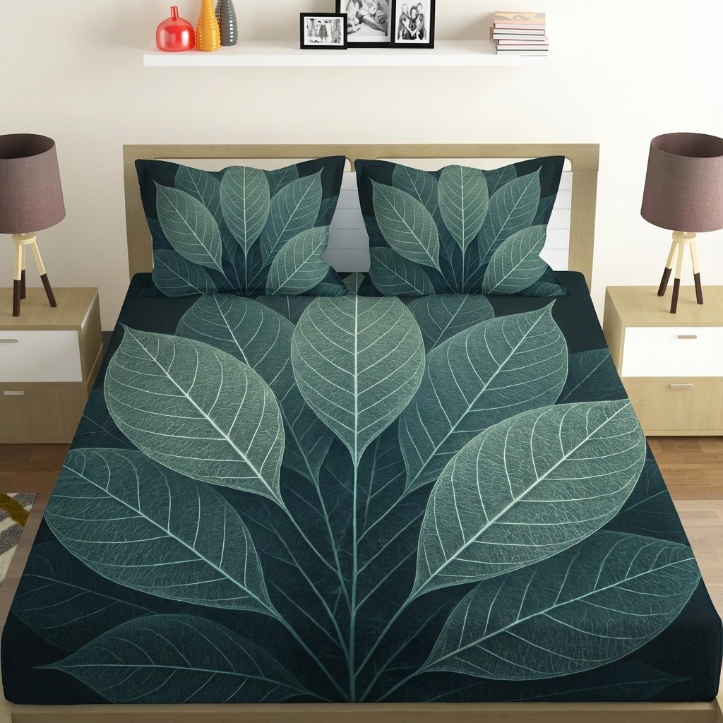 Leaf Skeleton Radiance comfortable double bedsheet with 2 pillow covers