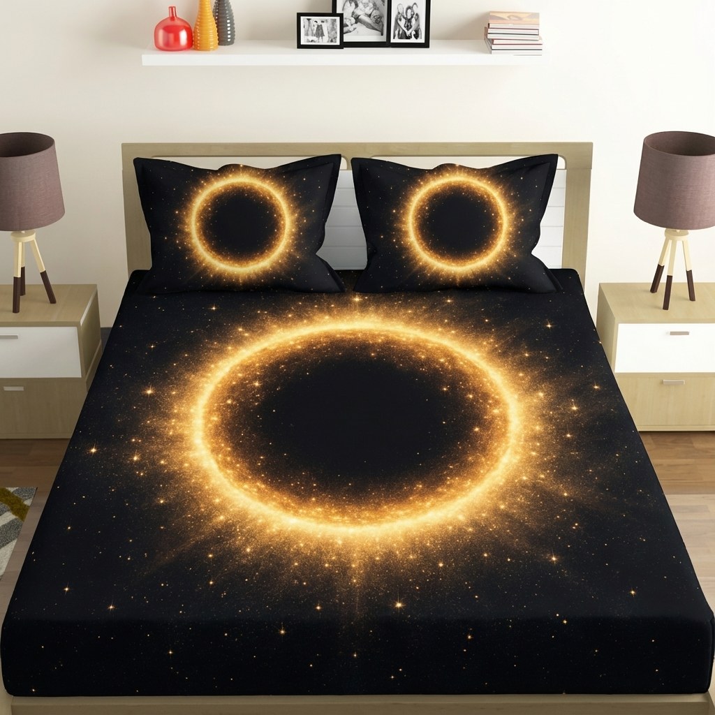 Starforge Halo Bloom designer printed bedsheets with matching pillow covers