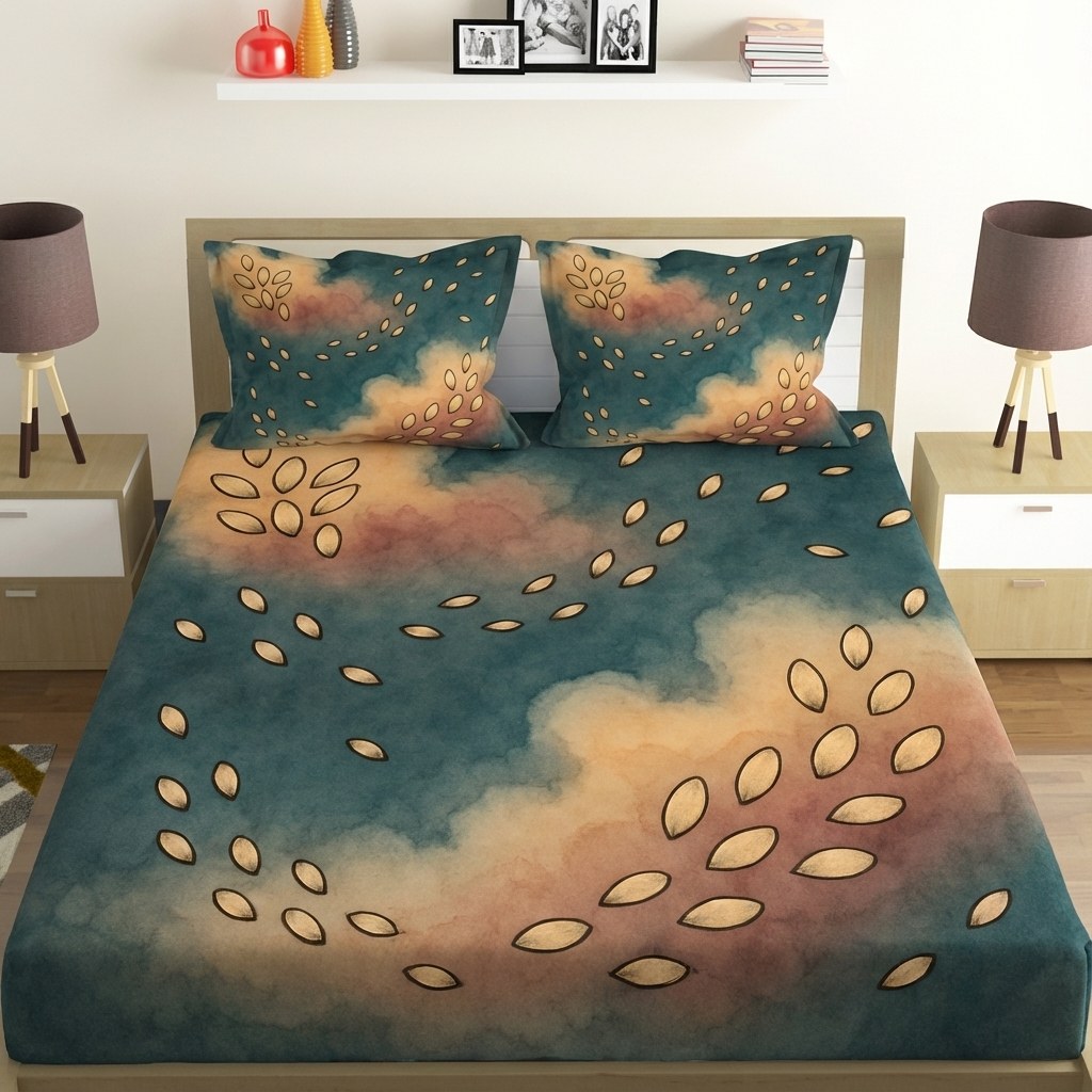 Seed Crest Nebula Pattern comfortable double bedsheet with 2 pillow covers