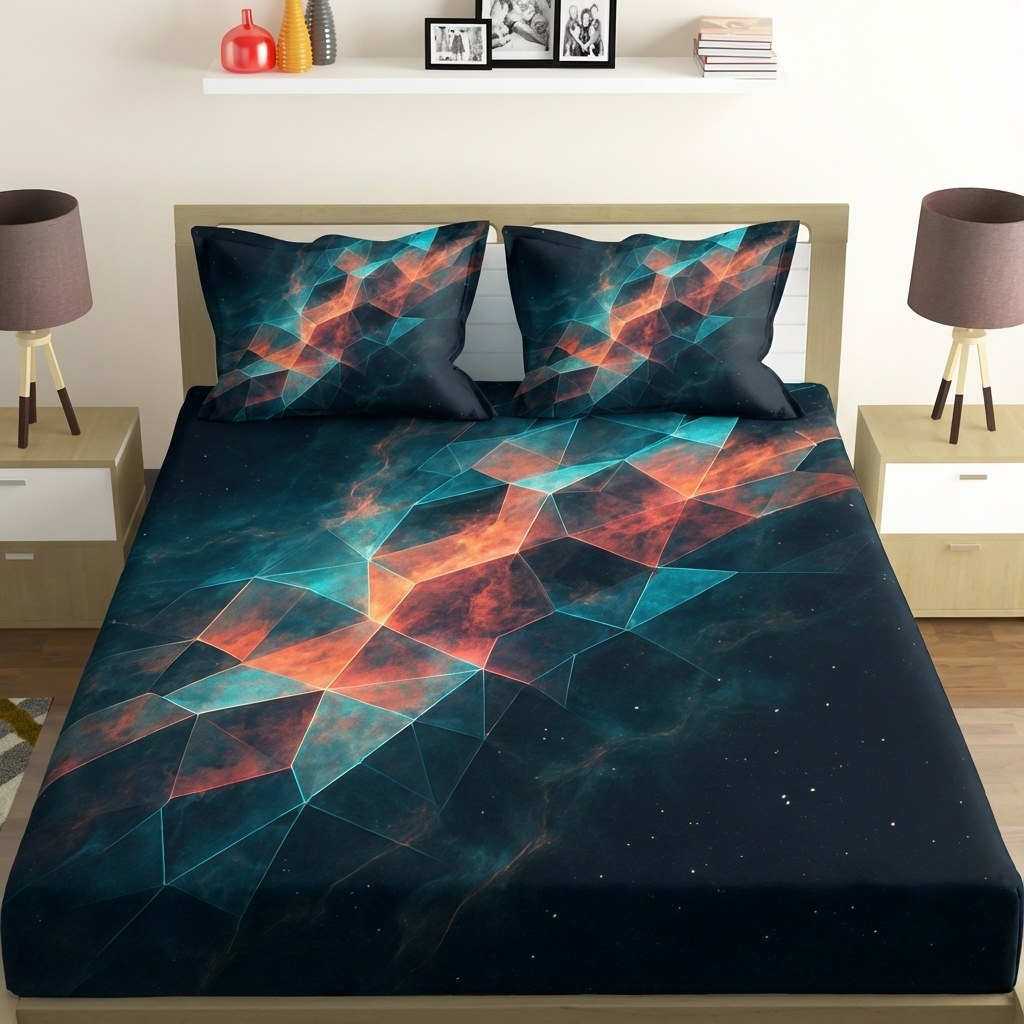 Fractured Nebula Lattice unique gift bedsheet and pillow cover combos