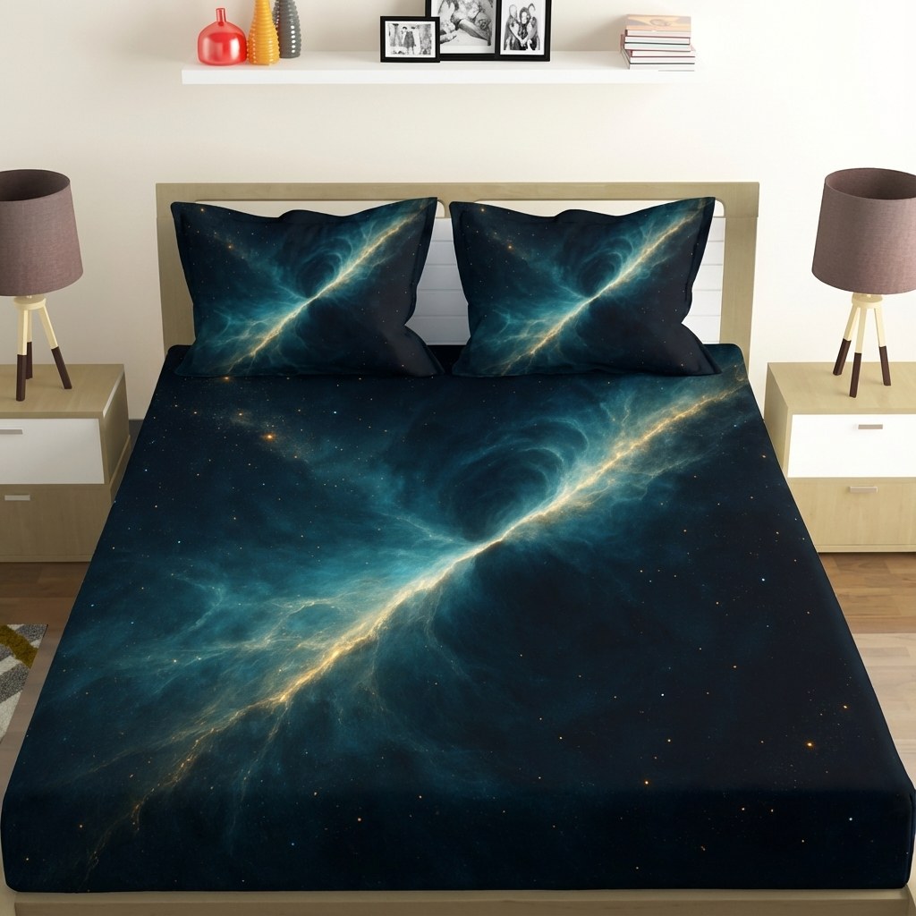 Luminescent Rift Horizon comfortable double bedsheet with 2 pillow covers