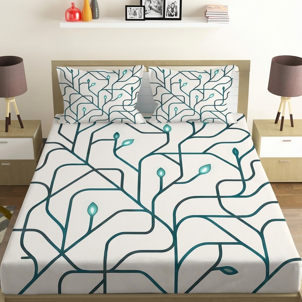Vine Circuit Network comfortable double bedsheet with 2 pillow covers